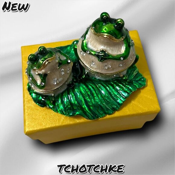 New NIB Vintage Double Frog Trinket Box Collectible – Tchotchke in Gift Box - Picture 9 of 9